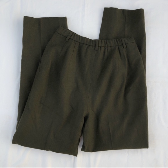 Olive Green Wool Trousers - Picture 3 of 4